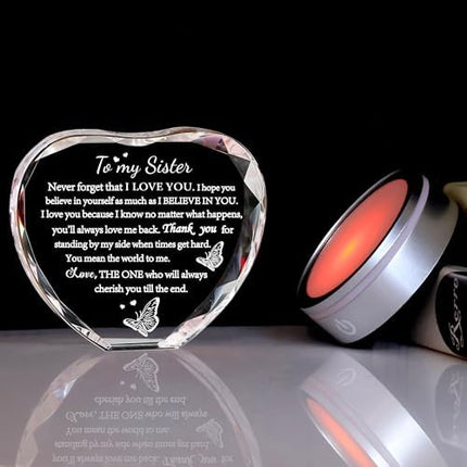 Sister Gift Crystal LED Lamp – Meaningful Birthday & Christmas Keepsake for Women