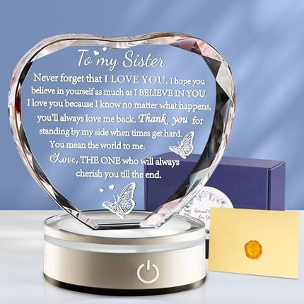 Sister Gift Crystal LED Lamp – Meaningful Birthday & Christmas Keepsake for Women