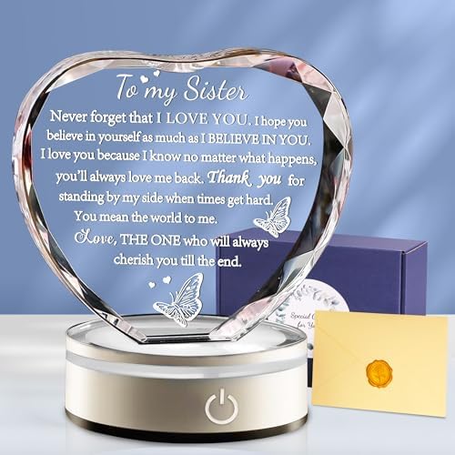 Sister Gift Crystal LED Lamp – Meaningful Birthday & Christmas Keepsake for Women