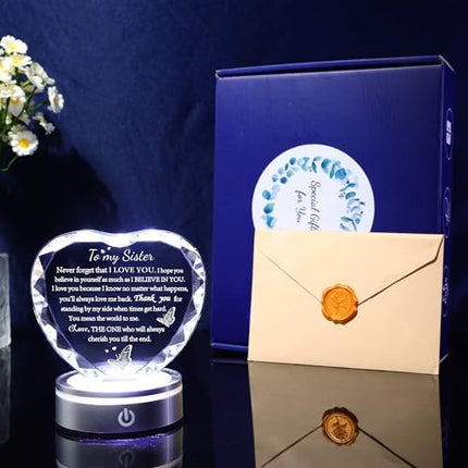 Sister Gift Crystal LED Lamp – Meaningful Birthday & Christmas Keepsake for Women