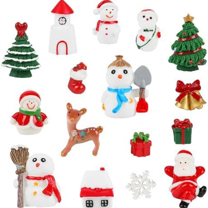 Christmas Mini Figurine Set – Cute Resin Santa & Snowman Decorations for Home Display