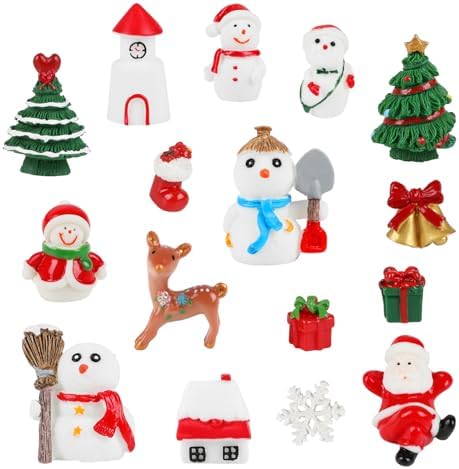 Christmas Mini Figurine Set – Cute Resin Santa & Snowman Decorations for Home Display