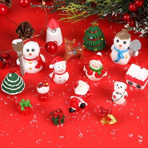 Christmas Mini Figurine Set – Cute Resin Santa & Snowman Decorations for Home Display
