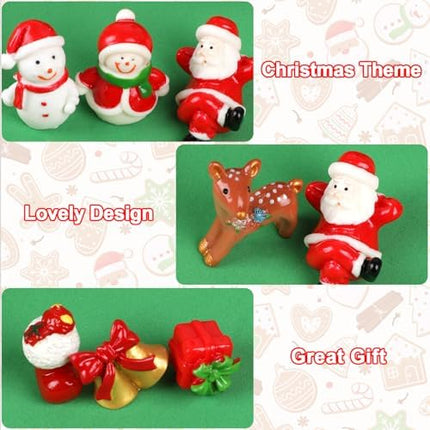 Christmas Mini Figurine Set – Cute Resin Santa & Snowman Decorations for Home Display