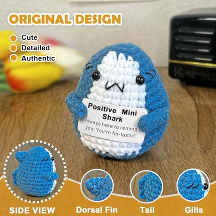 Crochet Support Shark – Uplifting Mini Plush for Christmas, Secret Santa & More