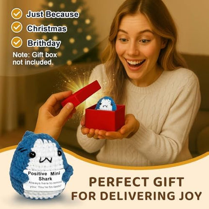 Crochet Support Shark – Uplifting Mini Plush for Christmas, Secret Santa & More