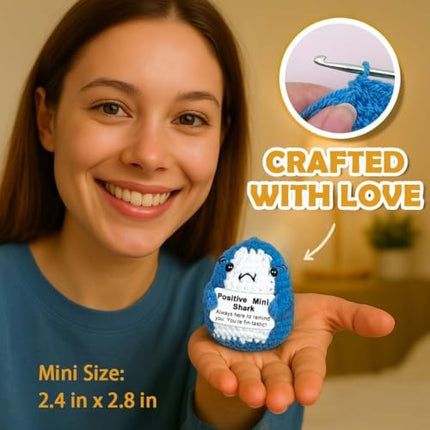 Crochet Support Shark – Uplifting Mini Plush for Christmas, Secret Santa & More