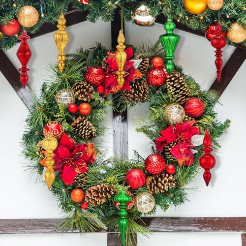 8pcs Mercury Glass Finial Ornaments – 6" Vintage Christmas Tree Decor Set