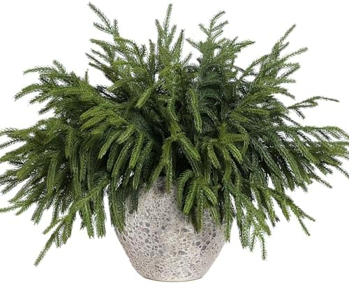 YXZZWL 18" Norfolk Pine Stems 64 Pcs – Real Touch Faux Greenery for Xmas Crafts
