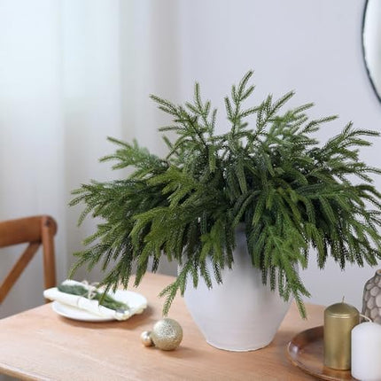 YXZZWL 18" Norfolk Pine Stems 64 Pcs – Real Touch Faux Greenery for Xmas Crafts