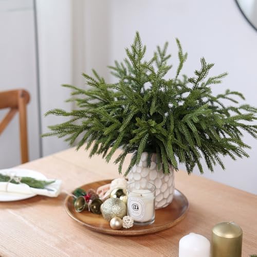 YXZZWL 18" Norfolk Pine Stems 64 Pcs – Real Touch Faux Greenery for Xmas Crafts
