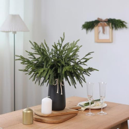YXZZWL 18" Norfolk Pine Stems 64 Pcs – Real Touch Faux Greenery for Xmas Crafts
