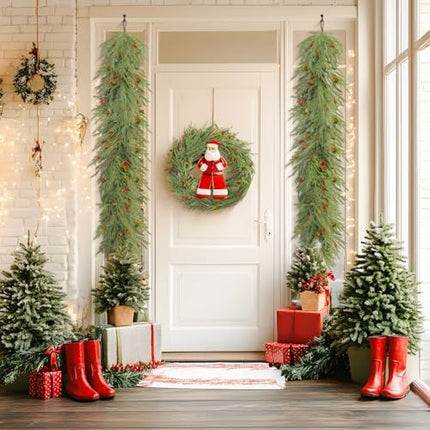 9FT Christmas Garland by SHareconn – Norfolk Pine with Cones & Red Berries Décor