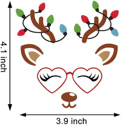 Christmas Reindeer Vinyl Stickers 18pcs – Craft Decals for Balls, Bottles & Glasses