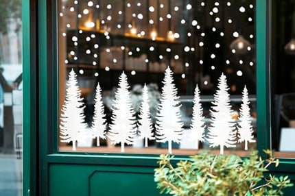 Snowy Christmas Window Stickers – Reusable Double-Sided Winter Forest Decorations