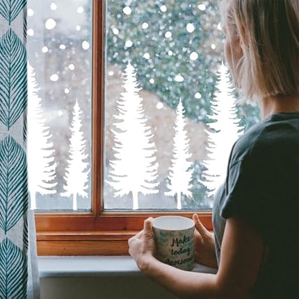 Snowy Christmas Window Stickers – Reusable Double-Sided Winter Forest Decorations
