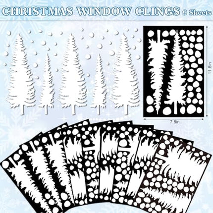 Snowy Christmas Window Stickers – Reusable Double-Sided Winter Forest Decorations