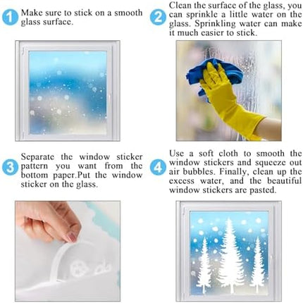 Snowy Christmas Window Stickers – Reusable Double-Sided Winter Forest Decorations