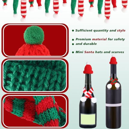 Mini Santa Hat & Scarf Set 48pcs – Knitted Ornaments for Dolls, Cups & Xmas Décor