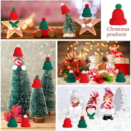 Mini Santa Hat & Scarf Set 48pcs – Knitted Ornaments for Dolls, Cups & Xmas Décor