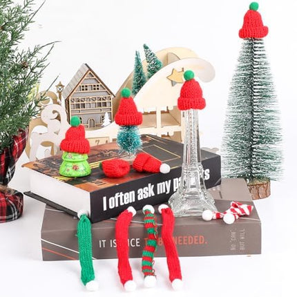 Mini Santa Hat & Scarf Set 48pcs – Knitted Ornaments for Dolls, Cups & Xmas Décor