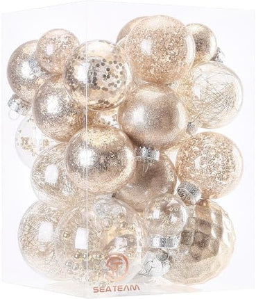 Clear Shatterproof Christmas Ornaments – 32pcs Transparent Hanging Baubles
