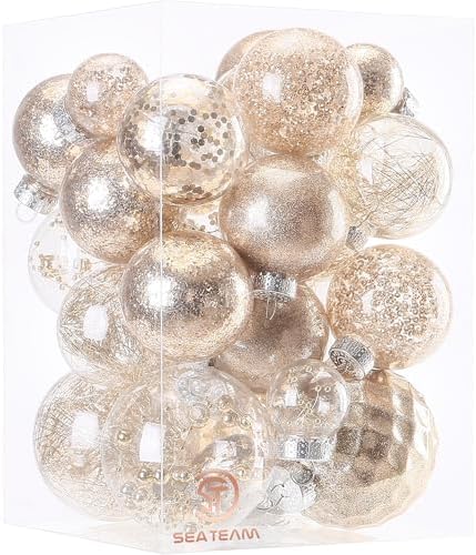 Clear Shatterproof Christmas Ornaments – 32pcs Transparent Hanging Baubles
