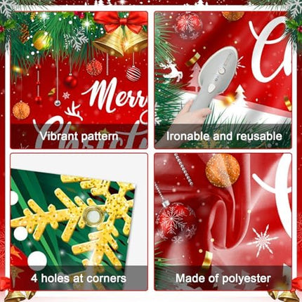 Christmas Photo Backdrop 6×4 – Red Green Jingle Bell Banner for Festive Events
