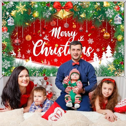 Christmas Photo Backdrop 6×4 – Red Green Jingle Bell Banner for Festive Events
