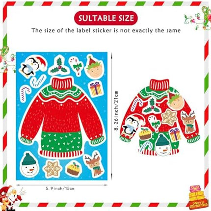 Ugly Sweater Sticker Set 32 Sheets – Xmas Craft Activity for Kids & Parties