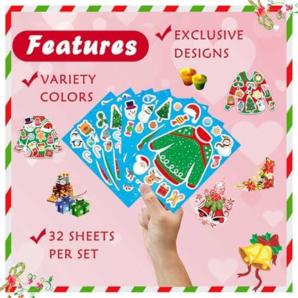 Ugly Sweater Sticker Set 32 Sheets – Xmas Craft Activity for Kids & Parties