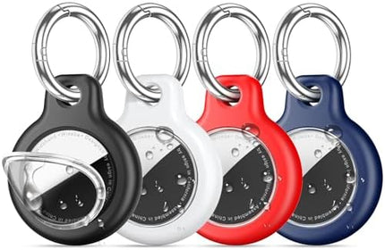 Waterproof Airtag Holder Set, 4 Pack Silicone + TPU Keychain Cases for Pets & Kids