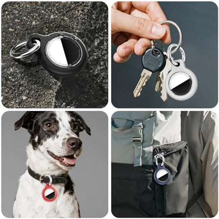 Waterproof Airtag Holder Set, 4 Pack Silicone + TPU Keychain Cases for Pets & Kids