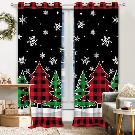 2-Panel 96" Christmas Tree Curtains – Winter Décor for Living Room & Bedroom