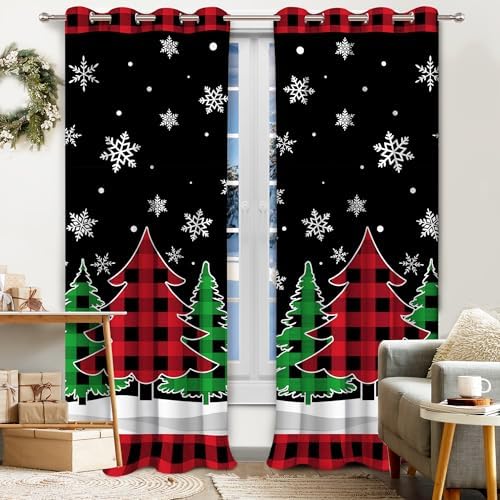 2-Panel 96" Christmas Tree Curtains – Winter Décor for Living Room & Bedroom