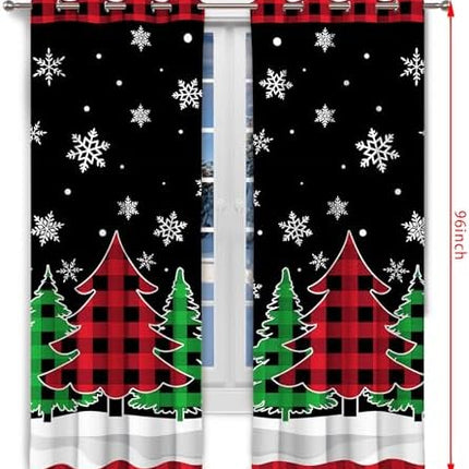 2-Panel 96" Christmas Tree Curtains – Winter Décor for Living Room & Bedroom