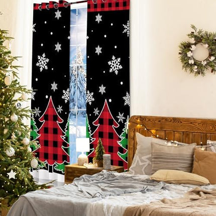 2-Panel 96" Christmas Tree Curtains – Winter Décor for Living Room & Bedroom