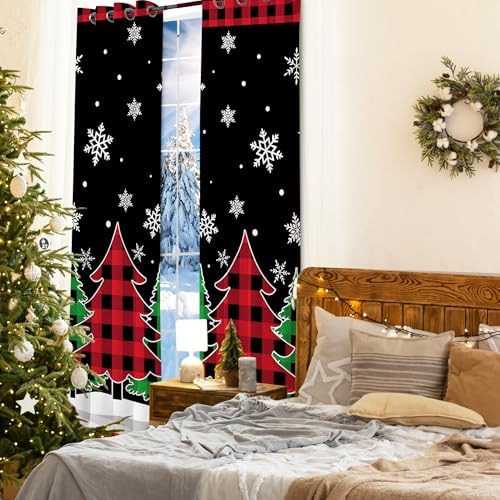 2-Panel 96" Christmas Tree Curtains – Winter Décor for Living Room & Bedroom