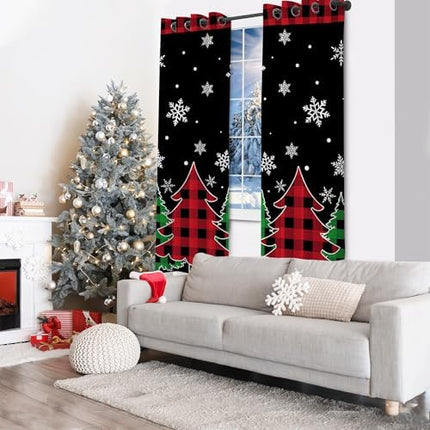 2-Panel 96" Christmas Tree Curtains – Winter Décor for Living Room & Bedroom