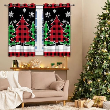 2-Panel 96" Christmas Tree Curtains – Winter Décor for Living Room & Bedroom