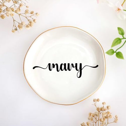 JoycuFF Custom Name Ceramic Jewelry Dish – Gift for Women, Couples & Special Occasions
