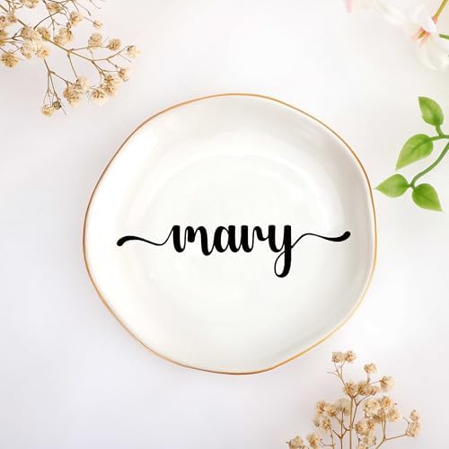 JoycuFF Custom Name Ceramic Jewelry Dish – Gift for Women, Couples & Special Occasions