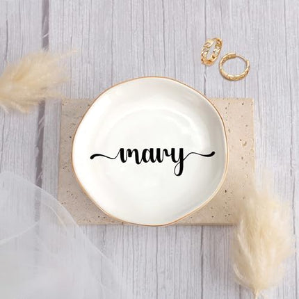 JoycuFF Custom Name Ceramic Jewelry Dish – Gift for Women, Couples & Special Occasions