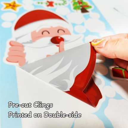 Christmas Window Stickers 9PCS – Snowflake, Santa, Reindeer & Snowman Decor
