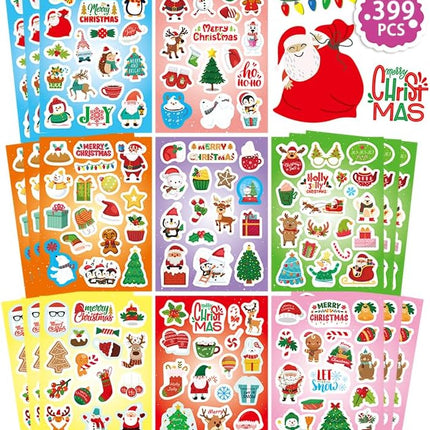 Merry Christmas Stickers 399PCS – Winter Holiday Crafts & Party Favors