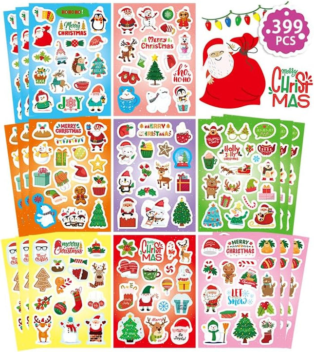 Merry Christmas Stickers 399PCS – Winter Holiday Crafts & Party Favors