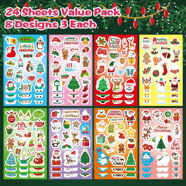 Merry Christmas Stickers 399PCS – Winter Holiday Crafts & Party Favors