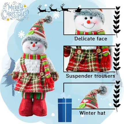 DearSun 18" Standing Christmas Snowman Set of 2 – Knitted Scarf Holiday Décor