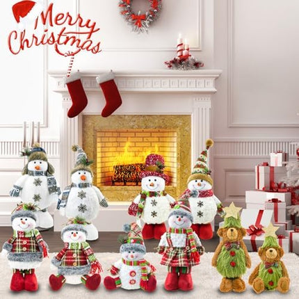 DearSun 18" Standing Christmas Snowman Set of 2 – Knitted Scarf Holiday Décor