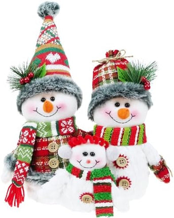 DearSun Christmas Snowman Figurines – 13" Family Tabletop Holiday Decorations